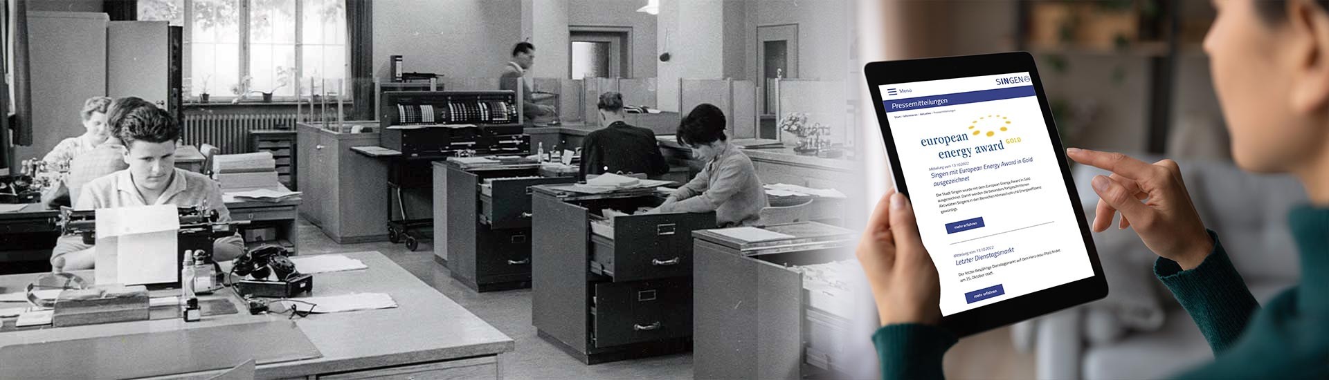 Schreibbüro der Stadtverwaltung Singen aus den 60er Jahren