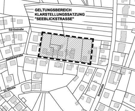Plan zur Klarstellungssatzung "Seeblickstraße".