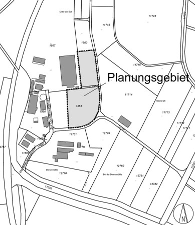 Plan zum Bebauungsplan "Reitplatz Dornermühle".